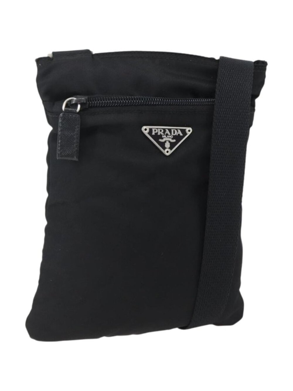 PRADA Shoulder Bag Nylon Black Silver